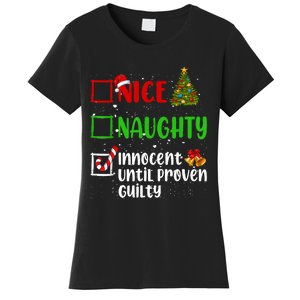 Nice Naughty Innocent Until Proven Guilty Christmas List Women's T-Shirt