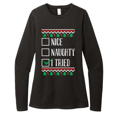 Nice Naughty I Tried Christmas Womens CVC Long Sleeve Shirt