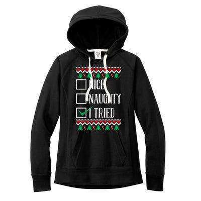 Nice Naughty I Tried Christmas Women's Fleece Hoodie