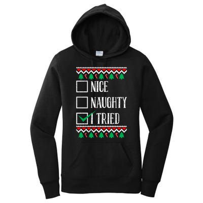 Nice Naughty I Tried Christmas Women's Pullover Hoodie