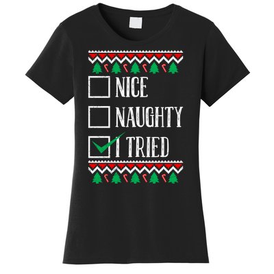 Nice Naughty I Tried Christmas Women's T-Shirt