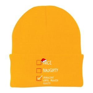 Nice Naughty Innocent Until Proven Guilty Christmas List Gift Knit Cap Winter Beanie