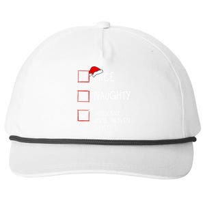 Nice Naughty Innocent Until Proven Guilty Christmas List Gift Snapback Five-Panel Rope Hat