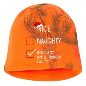 Nice Naughty Innocent Until Proven Guilty Christmas List Gift Kati - Camo Knit Beanie