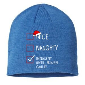 Nice Naughty Innocent Until Proven Guilty Christmas List Gift Sustainable Beanie