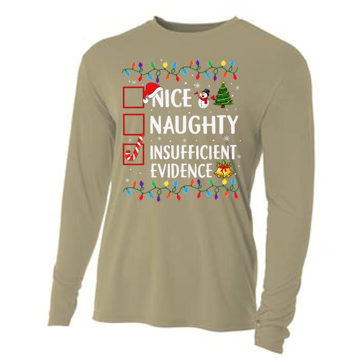 Nice Naughty Insufficient Evidence Christmas Family Xmas Cooling Performance Long Sleeve Crew