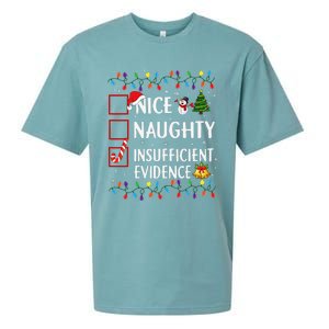 Nice Naughty Insufficient Evidence Christmas Family Xmas Sueded Cloud Jersey T-Shirt