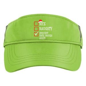 Nice Naughty Innocent Until Proven Guilty Christmas List Meaningful Gift Adult Drive Performance Visor