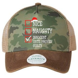 Nice Naughty Innocent Until Proven Guilty Christmas List Meaningful Gift Legacy Tie Dye Trucker Hat