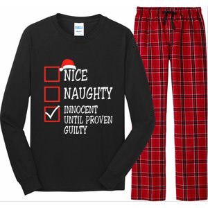 Nice Naughty Innocent Until Proven Guilty Christmas List Meaningful Gift Long Sleeve Pajama Set