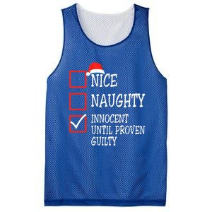 Nice Naughty Innocent Until Proven Guilty Christmas List Meaningful Gift Mesh Reversible Basketball Jersey Tank