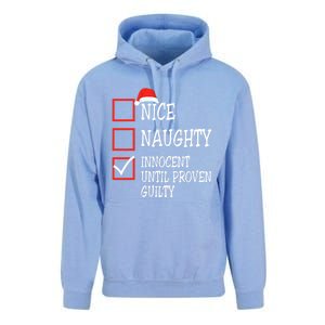 Nice Naughty Innocent Until Proven Guilty Christmas List Meaningful Gift Unisex Surf Hoodie