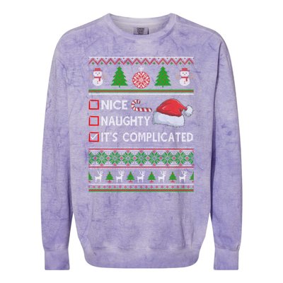 Nice Naughty It's Complicated Ugly Christmas Sweater Xmas Gift Colorblast Crewneck Sweatshirt