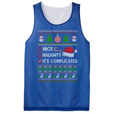 Nice Naughty It's Complicated Ugly Christmas Sweater Xmas Gift Mesh Reversible Basketball Jersey Tank