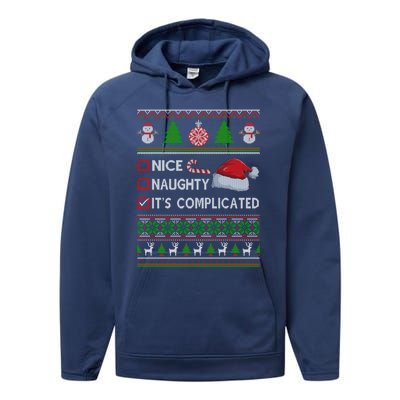 Nice Naughty It's Complicated Ugly Christmas Sweater Xmas Gift Performance Fleece Hoodie