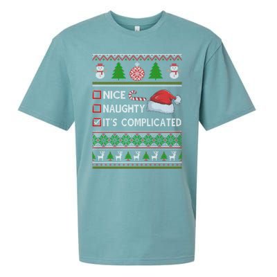 Nice Naughty It's Complicated Ugly Christmas Sweater Xmas Gift Sueded Cloud Jersey T-Shirt