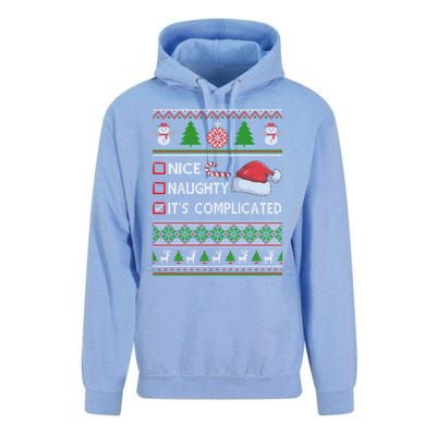 Nice Naughty It's Complicated Ugly Christmas Sweater Xmas Gift Unisex Surf Hoodie