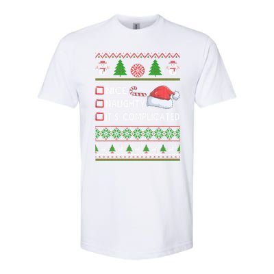 Nice Naughty It's Complicated Ugly Christmas Sweater Xmas Gift Softstyle® CVC T-Shirt