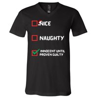 Nice Naughty Innocent Until Proven Guilty Christmas List V-Neck T-Shirt