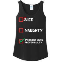 Nice Naughty Innocent Until Proven Guilty Christmas List Ladies Essential Tank