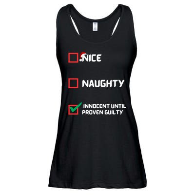 Nice Naughty Innocent Until Proven Guilty Christmas List Ladies Essential Flowy Tank