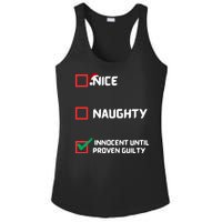 Nice Naughty Innocent Until Proven Guilty Christmas List Ladies PosiCharge Competitor Racerback Tank