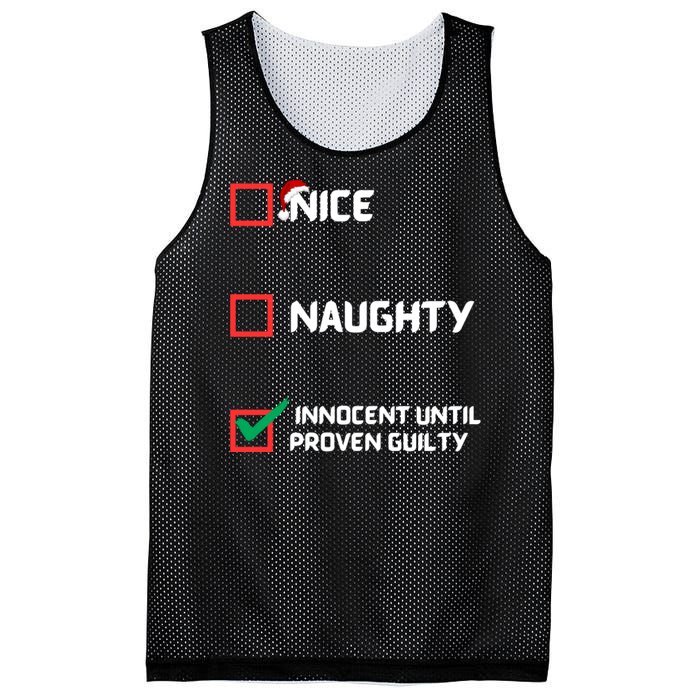 Nice Naughty Innocent Until Proven Guilty Christmas List Mesh Reversible Basketball Jersey Tank