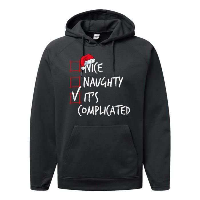 Nice Naughty ItS Complicated Christmas List Santa Costume Performance Fleece Hoodie