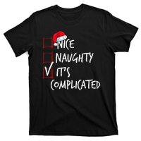 Nice Naughty ItS Complicated Christmas List Santa Costume T-Shirt