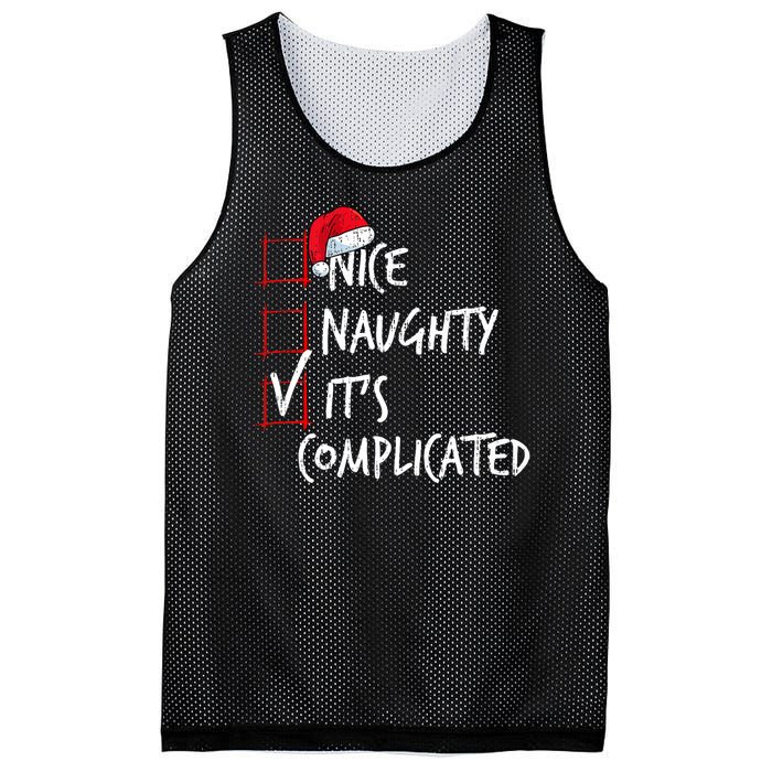 Nice Naughty ItS Complicated Christmas List Santa Costume Mesh Reversible Basketball Jersey Tank