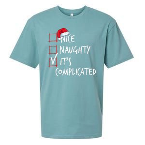 Nice Naughty ItS Complicated Christmas List Santa Costume Sueded Cloud Jersey T-Shirt