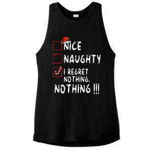 Nice Naughty I Regret Nothing Christmas List Santa Claus Ladies PosiCharge Tri-Blend Wicking Tank