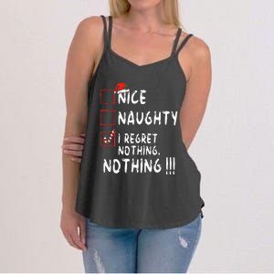 Nice Naughty I Regret Nothing Christmas List Santa Claus Women's Strappy Tank