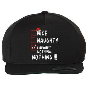 Nice Naughty I Regret Nothing Christmas List Santa Claus Wool Snapback Cap