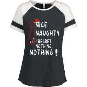 Nice Naughty I Regret Nothing Christmas List Santa Claus Enza Ladies Jersey Colorblock Tee