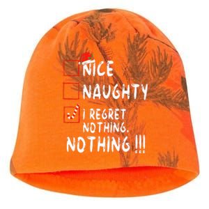 Nice Naughty I Regret Nothing Christmas List Santa Claus Kati - Camo Knit Beanie