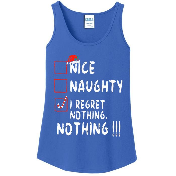 Nice Naughty I Regret Nothing Christmas List Santa Claus Ladies Essential Tank