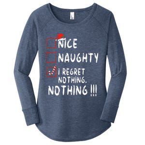 Nice Naughty I Regret Nothing Christmas List Santa Claus Women's Perfect Tri Tunic Long Sleeve Shirt