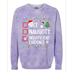 Nice Naughty Insufficient Evidence Christmas Family Xmas Colorblast Crewneck Sweatshirt