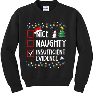 Nice Naughty Insufficient Evidence Christmas Family Xmas Kids Sweatshirt