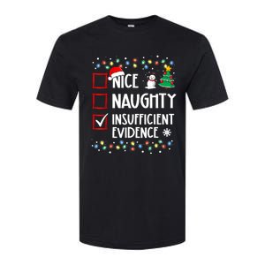 Nice Naughty Insufficient Evidence Christmas Family Xmas Softstyle CVC T-Shirt