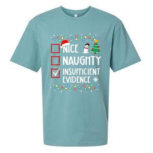 Nice Naughty Insufficient Evidence Christmas Family Xmas Sueded Cloud Jersey T-Shirt