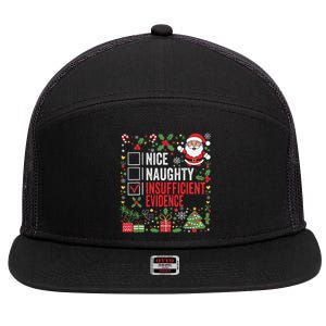 Nice Naughty Insufficient Evidence Christmas Santa Claus 7 Panel Mesh Trucker Snapback Hat