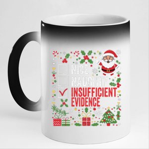 Nice Naughty Insufficient Evidence Christmas Santa Claus 11oz Black Color Changing Mug