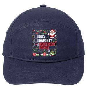 Nice Naughty Insufficient Evidence Christmas Santa Claus 7-Panel Snapback Hat