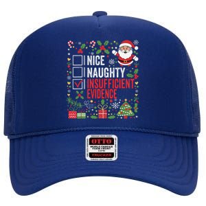 Nice Naughty Insufficient Evidence Christmas Santa Claus High Crown Mesh Back Trucker Hat