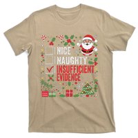 Nice Naughty Insufficient Evidence Christmas Santa Claus T-Shirt