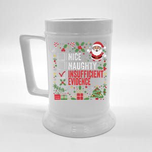 Nice Naughty Insufficient Evidence Christmas Santa Claus Beer Stein