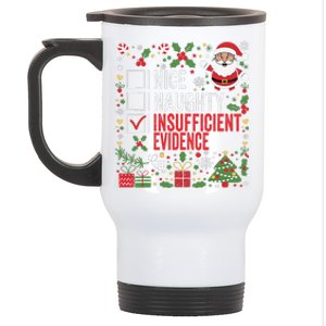 Nice Naughty Insufficient Evidence Christmas Santa Claus Stainless Steel Travel Mug