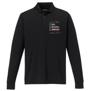 Nice Naughty Innocent Until Proven Guilty Funny Christmas Meaningful Gift Performance Long Sleeve Polo